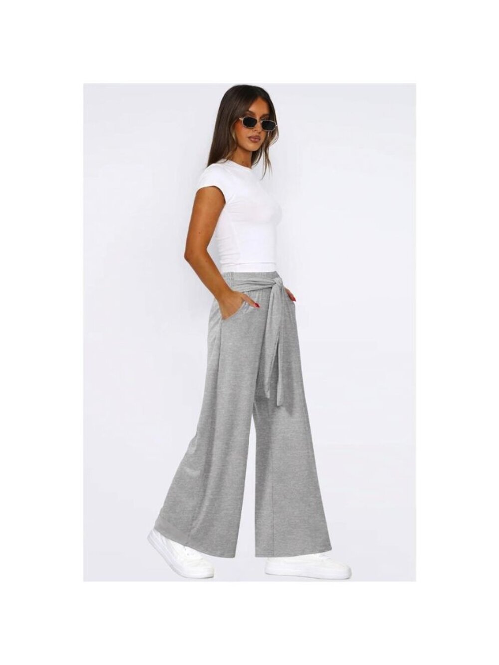 Tied Pocketed Wide Leg Pants - Picture 2 of 9